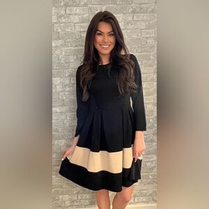 Nursing Queen Fit‎ And Flare Black & Tan Nursing Dress Small